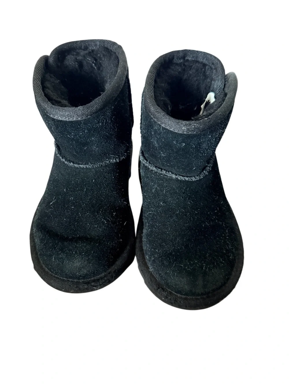UGG Kids Jon’s Short Plush Boot - Black Suede-Size 8